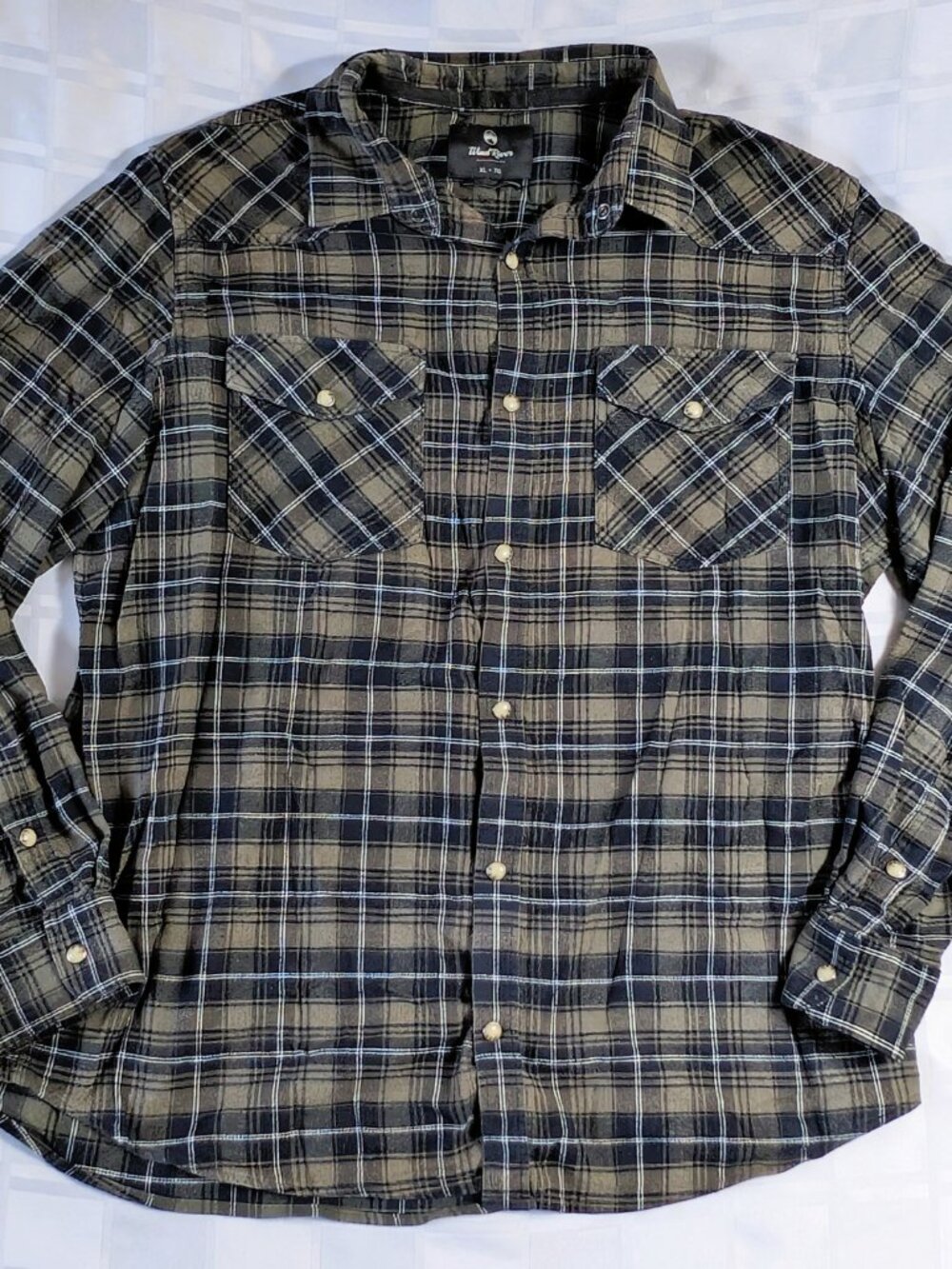 MEN'S WIND RIVER XL BUTTON UP FRONT COLLARED SHIRT LONG SLEEVE WARM WEAR MAN'S - Picture 2 of 15